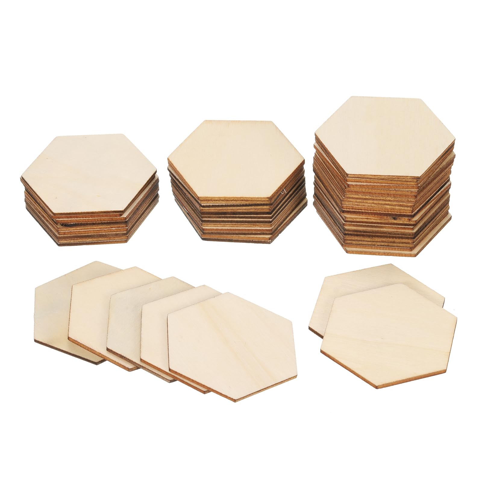 PATIKIL 2.4 Inch Unfinished Hexagon Wood Slices, 50 Pack Blank Wooden Discs Cutouts for DIY Art Crafts Painting Decor Christmas Decorations