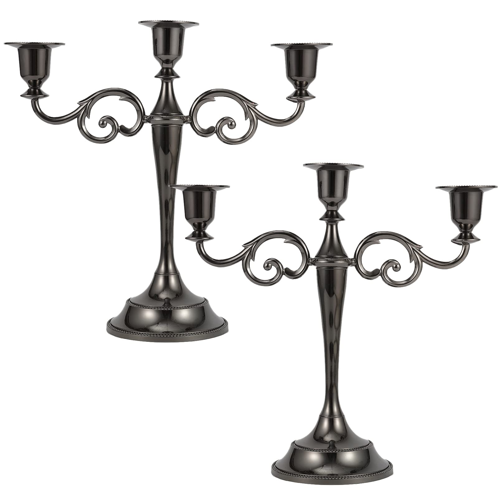 Photo 1 of Dyna-Living Candelabra Candle Holder 3-Candle Metal Candelabra Black Candlestick Stand for Long Candles Wedding Party Anniversary Tall Candle Holder  1 PC ONLY 