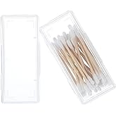 Cotton Swab Holder for Travel, 2 PCS Clear Plastic Cotton Pad Holder Floss Picks Case, Portable Small Dental Floss Holders Travel Cottons Buds Case with Dustproof Lid for Cottons Buds Hair Ties Flosss