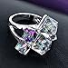 dnswez Statement Rings Multi -Color Change Crystal Ring 3D Birthstone Colorful 18k Gold Plated Cocktail Rings for Women