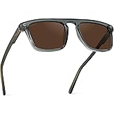 WearMe Pro WMP Eyewear - Men's Polarized Bold Geometric Flat Top, Key Hole Design, Acetate Frame Sunglasses