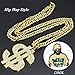 FINREZIO Gold Plated Necklace for Men Hip Hop Jewelry Dollar Sign Pendant