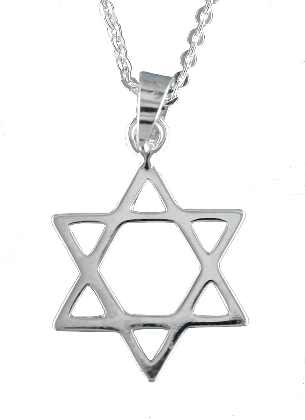Alylosilver Silver Star of David Pendant Necklace for Men and Women - Includes a 45 cm Silver Chain and a Gift Case