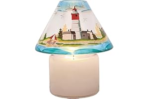 Biedermann & Sons Hand-Painted Seashore Scene Jar Candle Shades, Multicolor, 4 Inch Tall - Set of 4