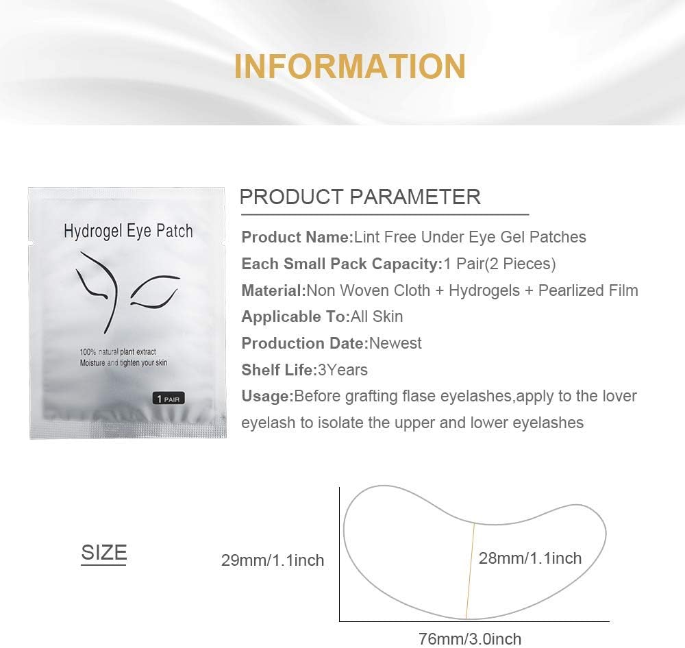 RZJZGZ 120 works Eye Gel Pads, Lint Free Eyelash Pads, Under Eye Gel Pads for Pro Salon and Individual Eyelash Extension - Image 4