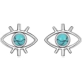 Evil Eye Stud Earrings Sterling Silver Small Turquoise Evil Eyes Stud Earrings Jewelry Gifts for Women