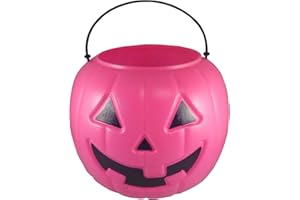 GENERAL FOAM PLASTICS Halloween Pumpkin Jack O Lantern Candy Bucket (Pink)