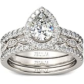 Jeulia Halo Pear Cut Ring Set CZ Heart Shape Engagement Ring for Women Sterling Silver White Diamond Bridal Set Valentine's Promise Anniversary rings with Jewelry Gift Box
