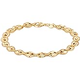 Barzel 18K Gold Plated Puff Mariner Bracelet, 7.5 Inches - Made In Brazil