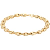 Barzel 18K Gold Plated Figaro Chain Bracelet - Classic Link Design, Made In Brazil - View #6