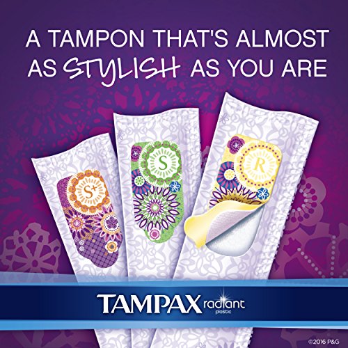 Tampax Radiant Plastic Tampons, Super Absorbency, Unscented, 32 Count - Pack of 6 (192 Total Count)