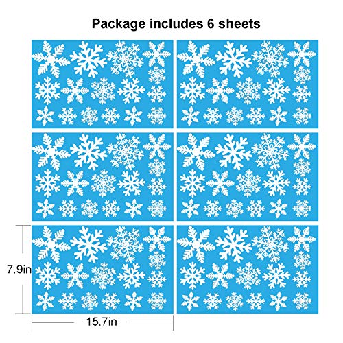 Tifeson White Snowflakes Window Clings Static Decal Stickers - Xmas Holiday Christmas Clings Window Stickers - Removable Winter Ornaments Decorations (6 Sheets) - Thumbnail 2