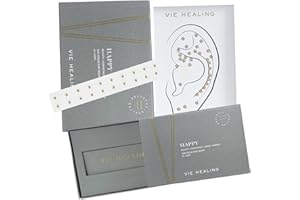 Vie Healing Happy 24k Gold Acupressure Ear Seeds – Reflexology, Ear Seed Chart - Best Ear Seeding Kit -Acupressure Beads - ACU Seeds Ear Seeds - Enhance Energy & Beauty - Gold Ear Seeds