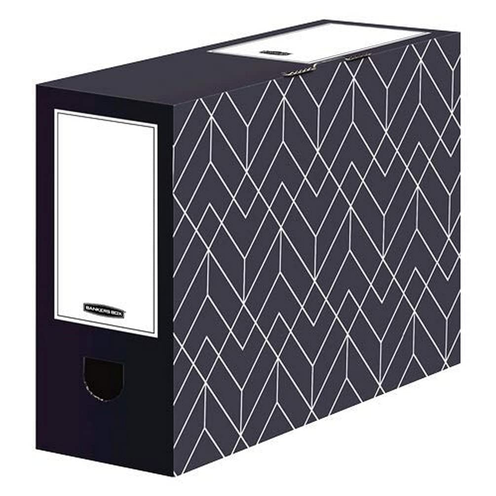 BANKERS BOX 5 Décor 100mm Transfer Box Files - Cardboard Transfer Boxes for Folders Paperwork - W9.5 x H24.4 x D33.3cm - Pack of 5 - Urban Midnight Blue