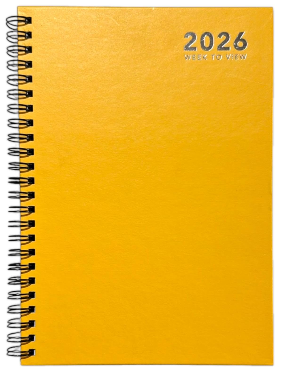 Orbitron 2026 Diary A5 Week to View Wiro Hardback Full Year Organiser Calendar Planner (Yellow)