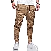 Bilitry Men Joggers Chino Cargo Pants Hiking Outdoor Recreation Pants Twill Fitness Track Jogging Pants Casual Cotton Pants