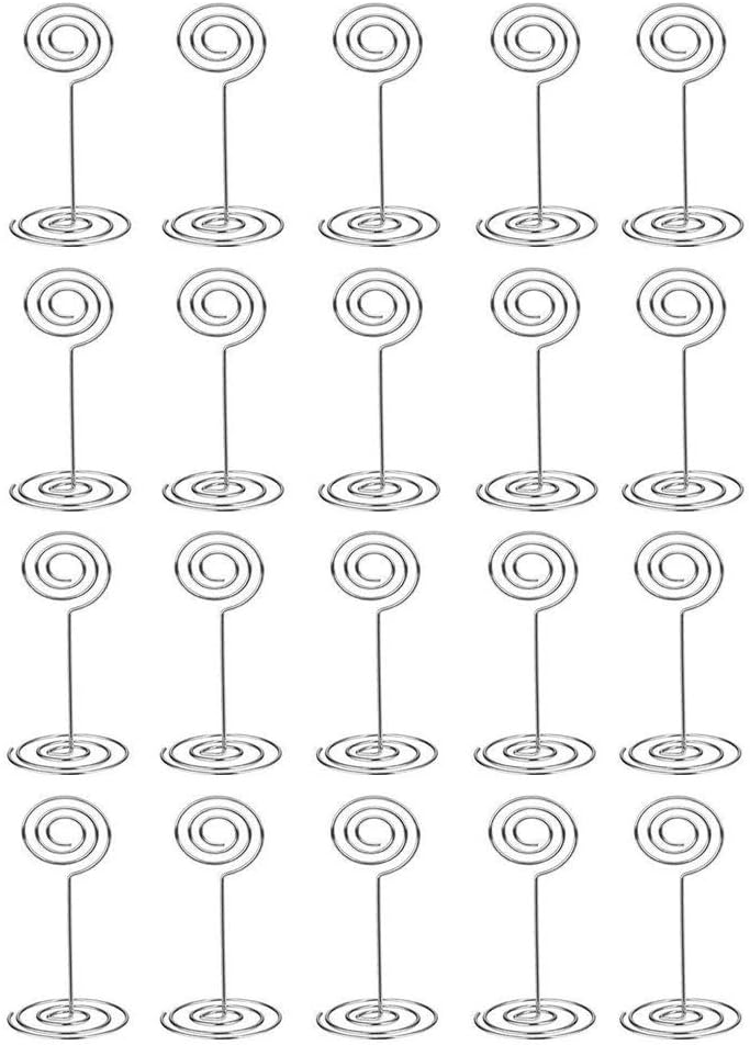 Care4U Table Photo Holder, 20 Pack Wire Shape Number Card Note Memo Picture Paper Clip Holder Stand for Wedding Birthday Parties