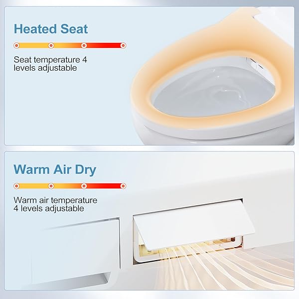 IYTATA ELECTRIC BIDET TOILET SEAT, ROUND, WARM WATER WITH AIR DRYER, HEATED SEAT AND SLOW CLOSE LID, FRONT AND REAR WASH, LED NIGHTLIGHT, WIRELESS REMOTE, WHITE, 101D