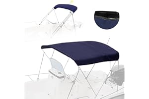 Cerumute 4 Bow Bimini Top Replacement Canvas with Stern Light Hole and Storage Boot, 900D Heavy Duty Waterproof Bimini Top Canvas Only Without Frame, 8'L 91"-96" W Navy Blue