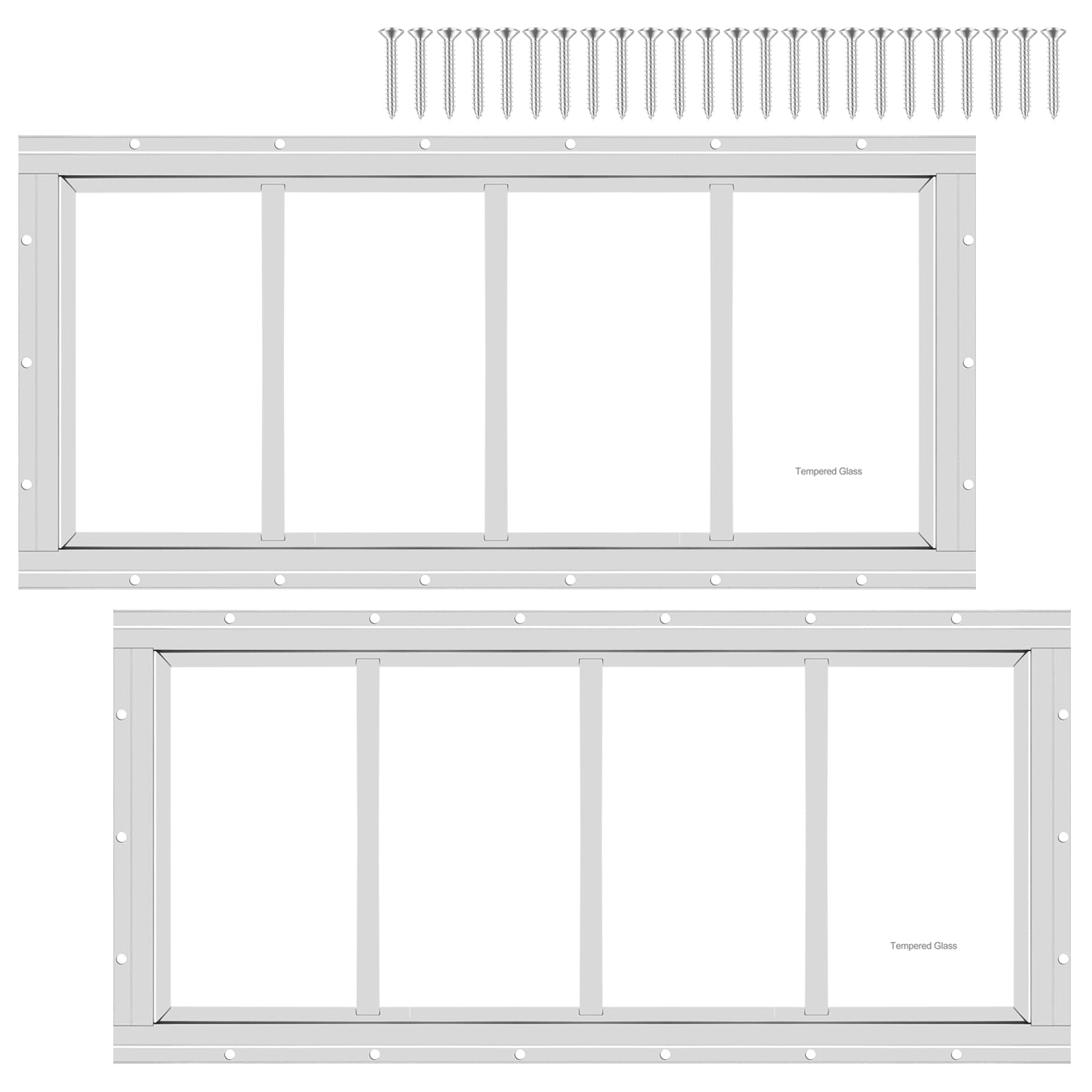 Photo 1 of 2 Pack Shed Window 10" W x23 H, White Flush Mount Window with Tempered Glass for Playhouses, Sheds, Garage and Chicken Coops
