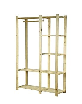 Kleiderschrank Garderobe B-25 Regal Holzregal 2 Farben (Unbehandelt)