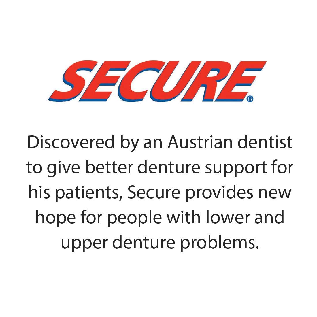 Secure Sensitive Gums Waterproof Denture Adhesive Zinc Free with Aloe Vera & Myrrh - Extra Strong 12 Hour Hold - 1.4 oz (Pack of 2) : Beauty