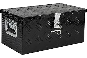 HUAYAW Aluminum Truck Tool Box, Heavy Duty Waterproof Truck Storage Organizer, Pickup Truck Bed RV Trailer with Side Handle, Lock and Keys (Black, 20-INCH)