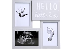 Kate & Milo Babyprints and Sonogram Hello Little One Collage Frame, Baby Handprint, Footprint and Ultrasound Baby Keepsake Fr