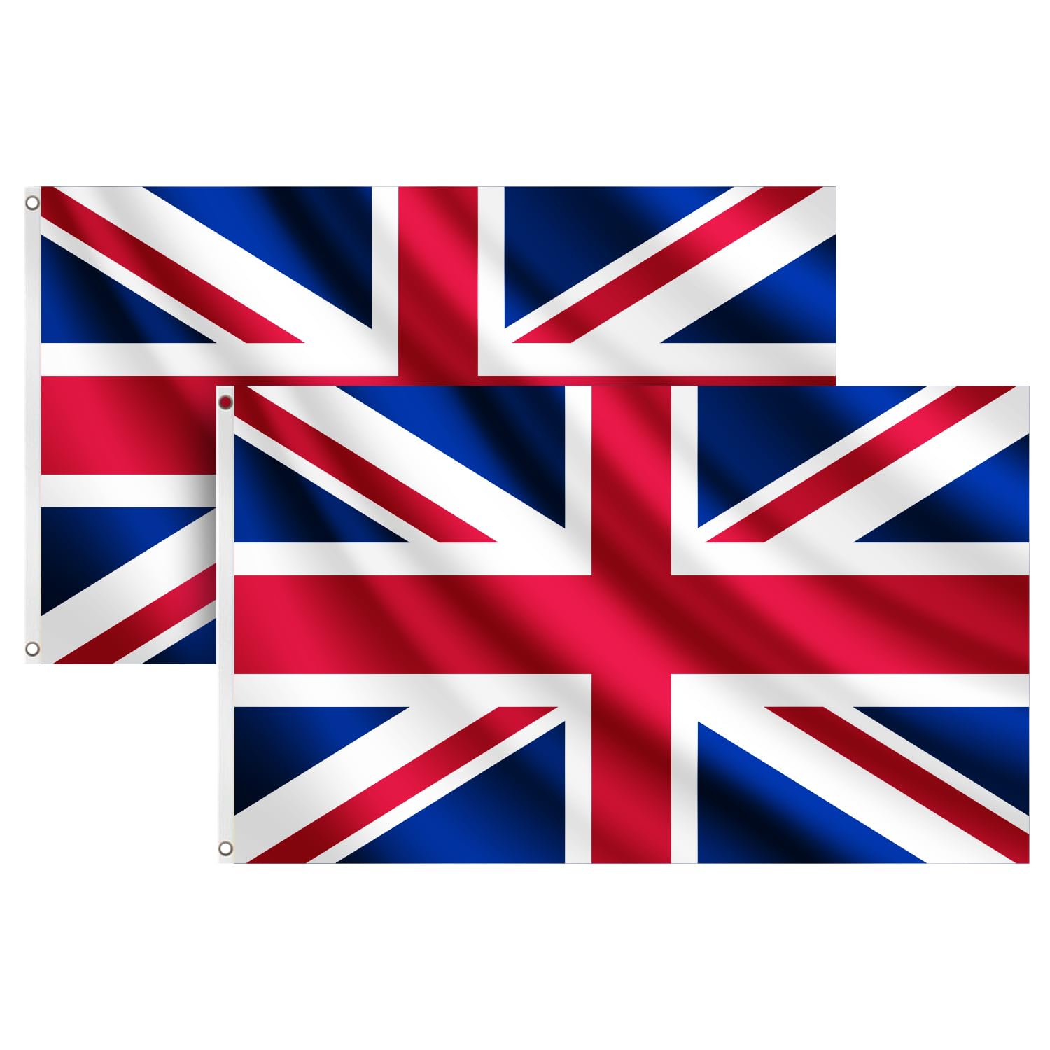COCOSY 2 Pack Flags -3 x 5 Ft / 90 x 150 cm 100% Polyester Flag with Brass Eyelets - Weatherproof & Durable Flag for Sports & Celebrations (2 Pcs Great Britain)