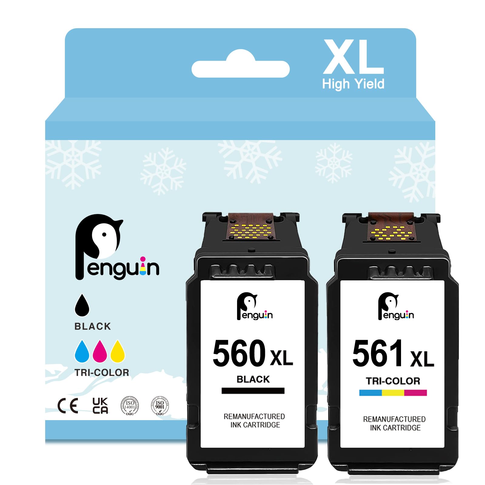 Penguin PG-560XL CL-561XL for Canon 560 XL 561 XL for TS7451 TS7451a TS5350 TS5350a TS7450 TS7450a TS5351 TS5352 TS5353 High Yield Printer Ink Cartridge Black and Colour Replacement