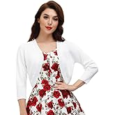 Belle Poque Womens 3/4 Sleeve Bolero Shrug Open Front Knit Cropped Cardigan
