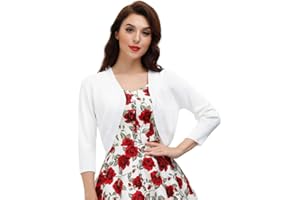 Belle Poque Womens 3/4 Sleeve Bolero Shrug Open Front Knit Cropped Cardigan