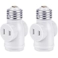 DiCUNO E26 2 Outlet Light Socket Adapter, UL Listed, E26 Bulb Socket to 2-Prong Polarized Outlet Converter for Attic, Basemen