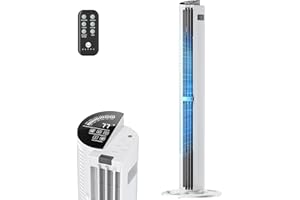 U ULTTY Tower Fan for Bedroom, 30ft/s Velocity Quiet Floor Fan, Oscillating Fans for Indoors with 6 Speeds, 4 Modes, 15H Timer,Remote, Standing Fans, 40 inch Bladeless Fan for Home, Living Room, White