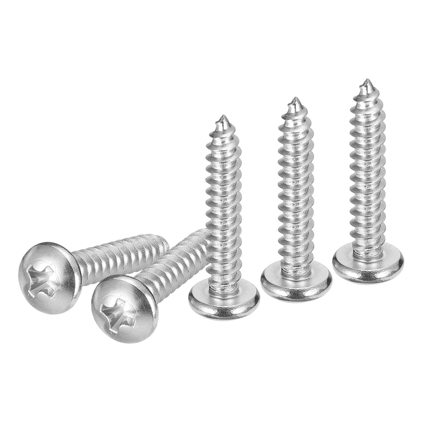 DTGN #10x1" Phillips Pan Head Self-tapping Screw - 60Pack - Bright Finish 304 Stainless Steel Sheet Metal Screws Wood Screws — image 1