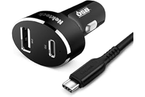 Type C Car Charger, Nekteck USB Adapter with 45W Power Delivery and 12W A Port Compatible with iPhone, iPad, MacBook, Galaxy, Google Pixel, 3.3ft Cable Included, NOT Ideal for Note10+PPS