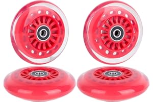 AOWISH Ride on Swing Twist Wiggle Car Polyurethane Replacement Wheels w/Bearings ABEC-9 (2 Front Wheels with Convex Hub, 2 Rear Wheels with Concave Hub) (Red)