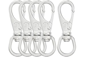 SHONAN.SYSTEMS SHONAN 2.7 Inch Swivel Snap Hooks, 5 Pack Small Stainless Steel Spring Clips, Flag Pole Clips, Scuba Diving Clips Spring Hooks for Dog leashes, Keychains, Bird Feeders, Pet Chains