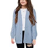 Apbondy Girls Cable Knit Cardigans Button Down Long Sleeve Chunky Sweater Outerwear