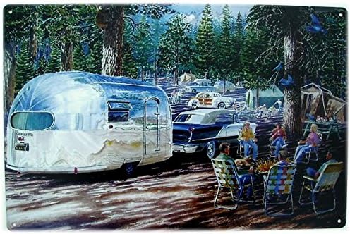 Airstream Trailer Camped in the Woods Happy Hour
