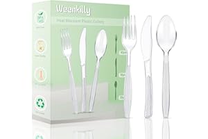 Plastic Cutlery Set 90 Pieces,30 Plastic Forks,Knives and Plastic Spoons,Reusable Plastic Cutlery Transparent and Robust Cutl