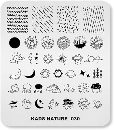 Amazon Kads ネイルスタンププレート ナチュラルスタイル 太陽 月 ネイルイメージプレート ネイルステンシル Na030 Kads ネイルスタンパー ステンシル 通販