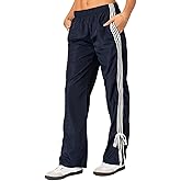 Aopwsrlyi Women Wide Leg Track Pants Y2K Parachute Pants Elastic Low Rise Side Striped Sweatpants with Pockets