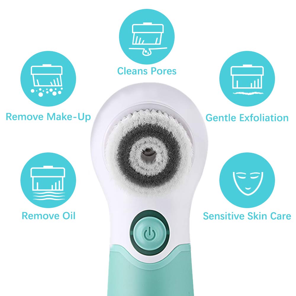 TOUCHBeauty Facial Cleansing Brush with Travel Case Deep Pore Spin Brushes for Oil/Sensitive/dry Skin, Waterproof Skin Cleansing Exfoliating Massaging Device Battery Powered TB-14838: Beauty