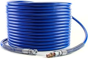 QWORK Airless Paint Hose, 50 Ft. x 1/4 In Airless Paint Sprayer Hose, 3300 PSI Universal Flexible Fiber Tube, High Pressure S
