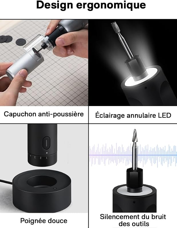 Outil Rotatif Multifonction sans Fil 35 en 1, lumière annulaire LED
