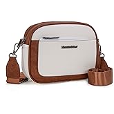 Montana West Small Crossbody Bags for Women Cow Print Purse Triple Zip Shoulder Handbags with Wide Strap