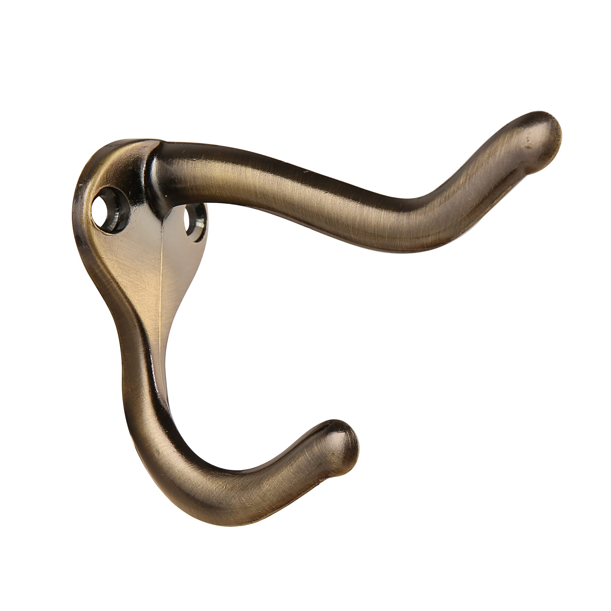 HASWARE 6 PCS Double Prong Robe Hook, Dual Coat Hooks Wall Mounted Hooks Robe Hooks Hangers Heavy Duty with 12 Pieces Screws for Home Coats Hat Clothes Hanger Towel Keys (Antique Brass)