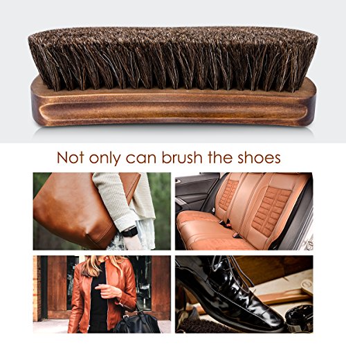 6.7" Horsehair Shoe Shine Brushes with Horse Hair Bristle for Boots Shoes 2 Pack