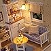 Wind Dollhouse Miniature DIY Dream House Kit with Cover Wood Toy Doll House Model Handcraft Christmas Gift Kitten Diary
